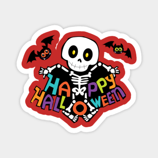 Happy Halloween Bats & Skeleton Magnet