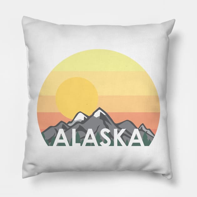 Alaska Cruise With Mountains and Sunset Pillow by KevinWillms1