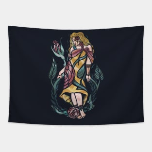 Abstract Roses Goddess Tapestry