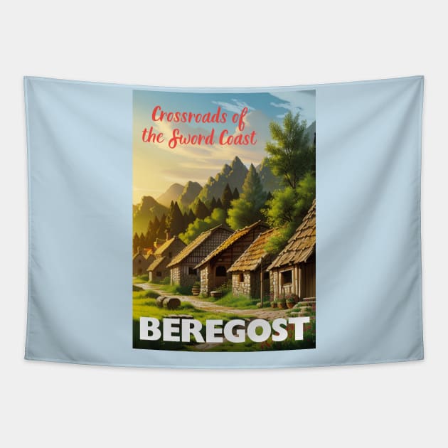 Beregost Tourism Poster - Sword Coast Faerun D&D Art Tapestry by CursedContent