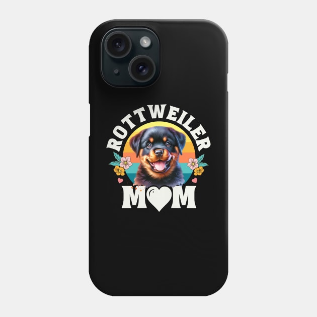 Colorful Rottweiler Mom Retro Sunset Dog Lover Mother's Day Phone Case by JJDezigns