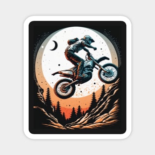 Dirt bike stunt w/moon orange and blue Magnet