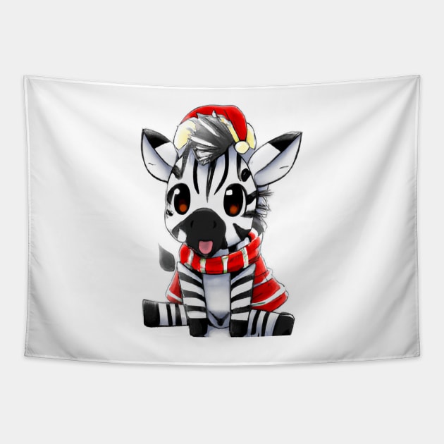 Cute Zebra Drawing Tapestry by Play Zoo