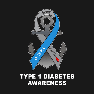 Type 1 Diabetes Ribbon Anchor of Hope T-Shirt