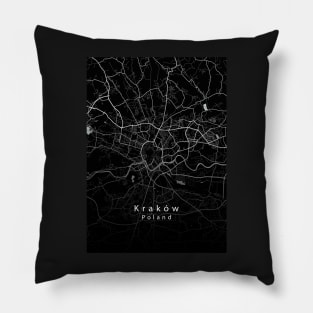 Krakow Poland City Map dark Pillow