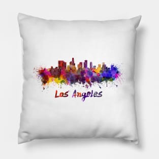 Los angeles skyline in watercolor Pillow
