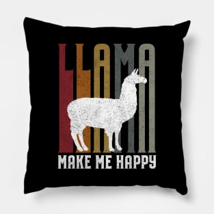 Cute & Funny Llama Make Me Happy Retro Llamas Pillow