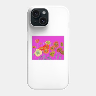 Red Poppy Watercolor Painting Magenta Phone Case