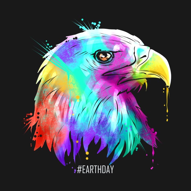 Colorful American Bird Bald Eagle Head For Earth Day by SinBle