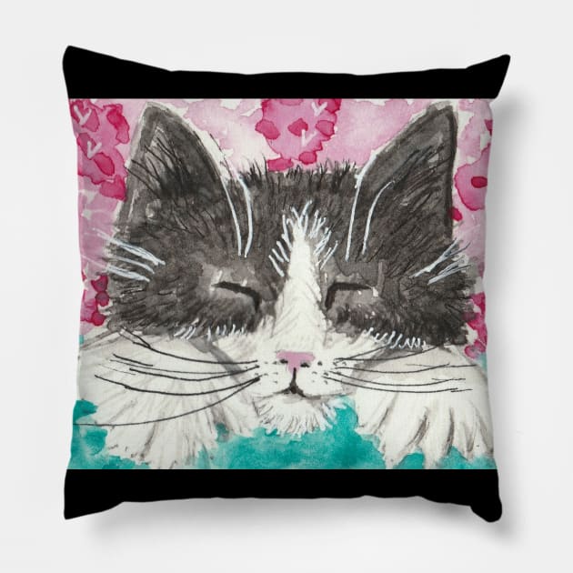 Cute Cat kitten face Pillow by SamsArtworks