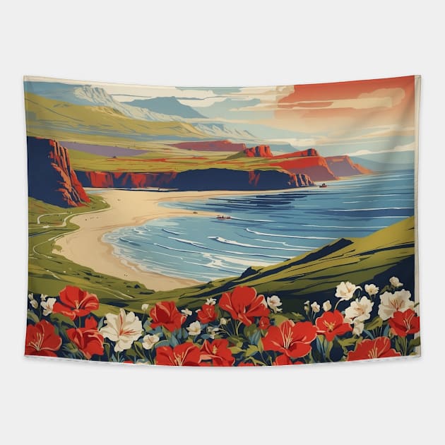 Wales England Vintage Travel Tourism Poster Art Tapestry by TravelersGems