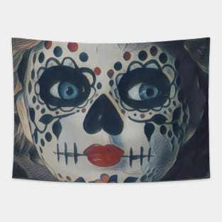 Suspicions Sugar Skull Girl Tapestry