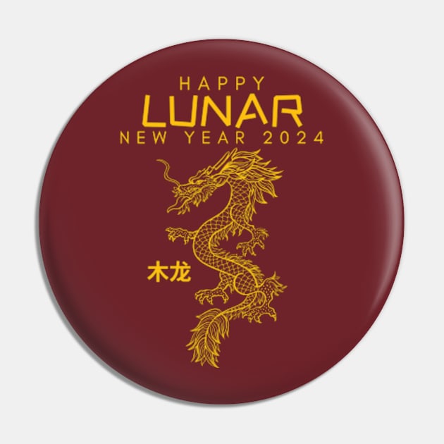 Lunar New Year 2024 The Year Of Dragon 2024 Men Women Kids Pin by AimArtStudio