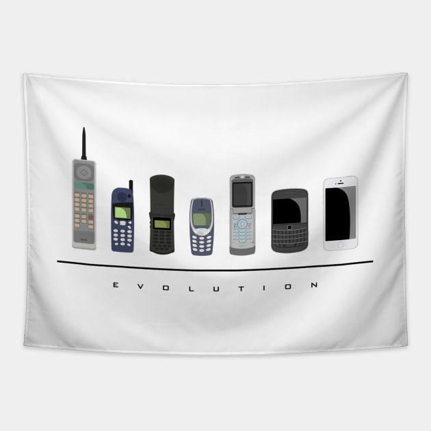 Evolution of Phones Tapestry by AngoldArts