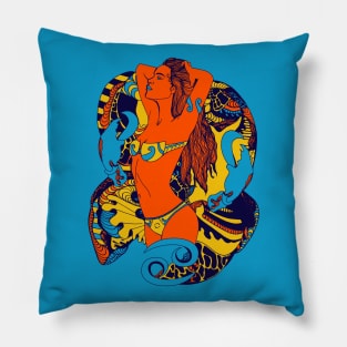 Orange Blue Cancer Beauty Pillow