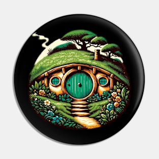 Enchanted Hobbit Haven: Whimsical Fantasy Door Art Pin