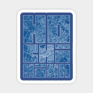 Ho Chi Minh, Vietnam Map Typography - Blueprint Magnet