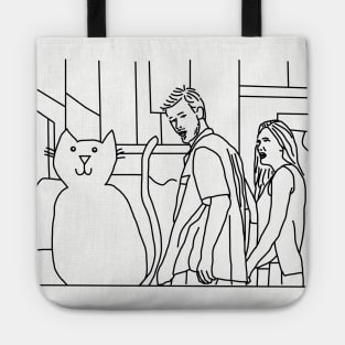 Distracted Boyfriend Yellow Cat Outline Tote