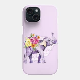 elephant and flowers Phone Case