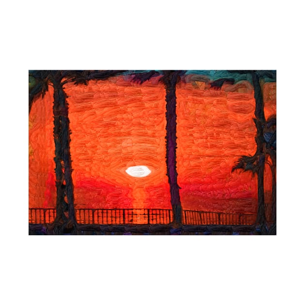 Bright Orange Tropical Sunset by KirtTisdale