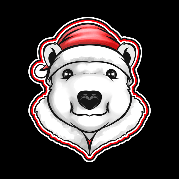 Polar Bear With Santas Hat For Christmas by SinBle