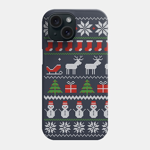 Ugly Christmas Xmas Sweater Funny Norwegian Pattern Gift Phone Case by peter2art