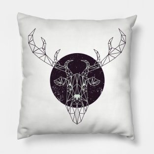 Geometric Deer (Dark Version) Pillow