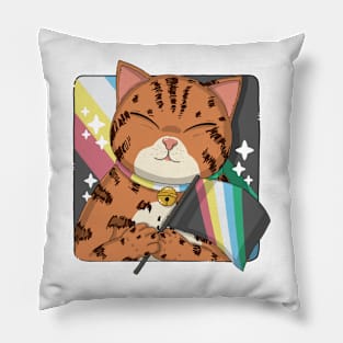 Cute Bengal Cat Holding Disability Pride Flag New Version Pillow