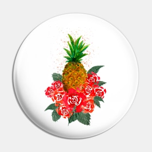 Red Roses and Pineapple Pin