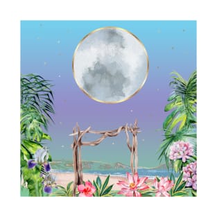 Full Moon over Tropical Island T-Shirt