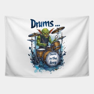 Drums... Drums in the Deep - Goblin Drummer - Fantasy Funny Tapestry