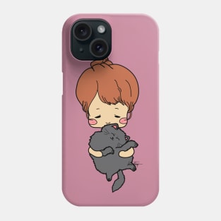 girl with cat Phone Case