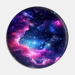 Fantasy Starry Blue And Pink Night Sky Pin
