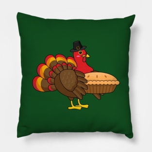 Cute Turkey with Pumpkin Pie Thanksgiving Pillow