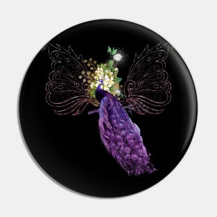 Wonderful elegant peacock with flowers Pin