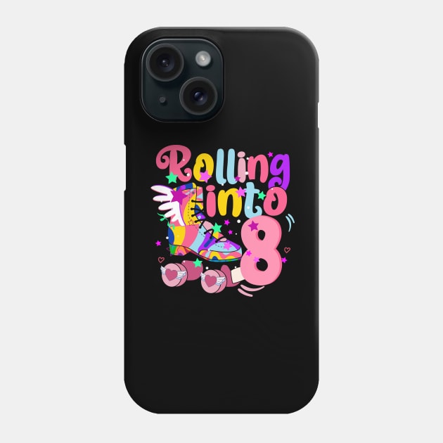 rolling into 8 - 8th birthday girl roller skates theme party Phone Case by savage land 