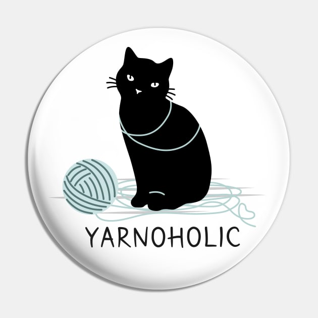 Yarnoholic Black Cat Pin by runcatrun