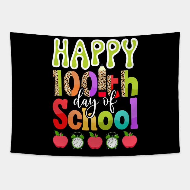 Cute 100th Day Of School 100 Days Leopard Rainbow Boys Girls Tapestry by uglygiftideas