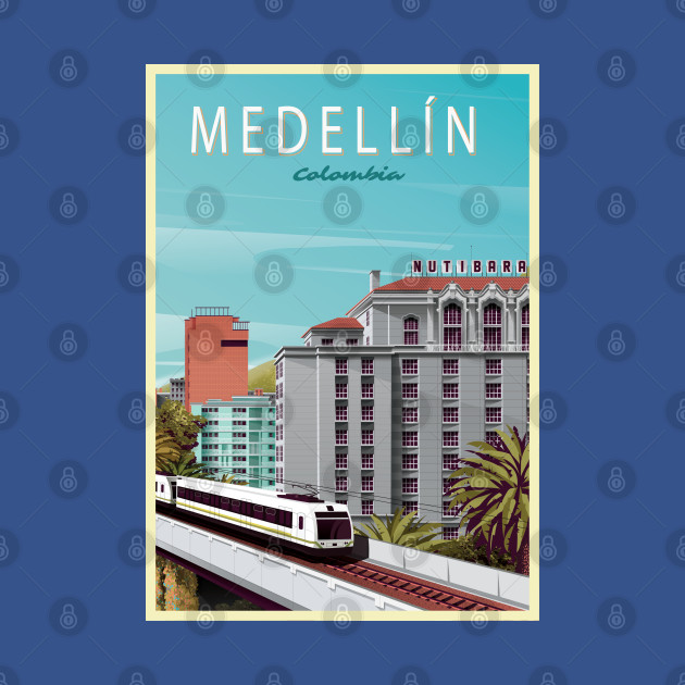 Disover Medellin, Colombia - Vintage Travel Poster - Posterart - T-Shirt