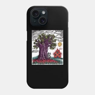 watercolor frog weird tree with house Phone Case