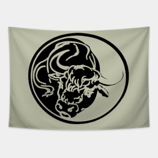 Black Bull Line Art Drawing Tattoo Art Tapestry