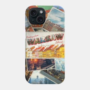 Greetings from Warsaw in Poland Vintage style retro souvenir Phone Case