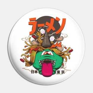 Food Ramen Monster Japanese Traditional Art Style Pin