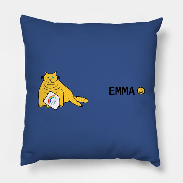 Emma Cuddly Cat Essential Worker Rainbow Pillow by ellenhenryart