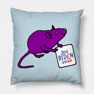 Cute Rat with Joe Biden 2020 Sign Pillow