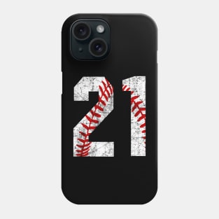 Vintage #21 Baseball Laces Baseball Mom Jersey Love Baseball T-shirt Phone Case