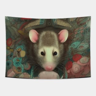 possum art with roses vintage painting Tapestry