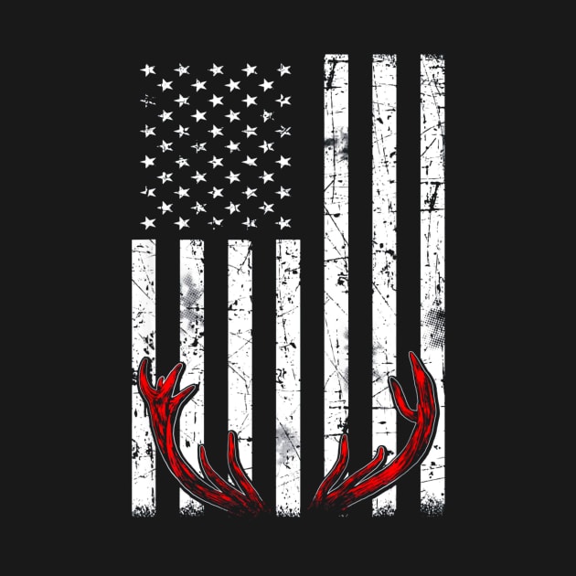 Deer Antlers American Flag USA Hunting Fishing by Kiwistore