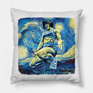 Gym Girl Van Gogh Style Pillow