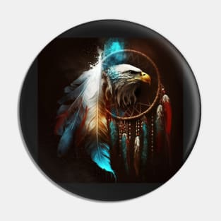 Native American Dream Catcher and Eagle Art Pin